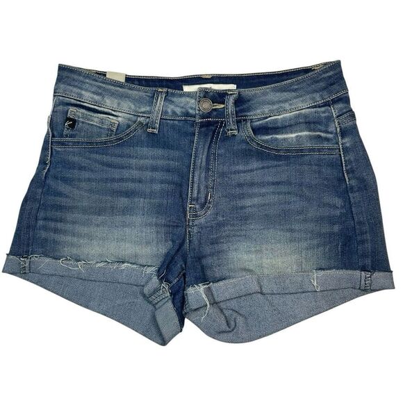 KanCan Womens Blue Denim Jean Shorts Cuffed Hem Stretch‎ 5 Pocket Size 5 / 26 - Picture 1 of 6